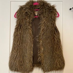 Brown Michael Kors faux fur vest